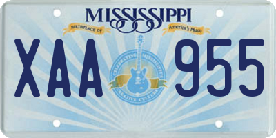 MS license plate XAA955