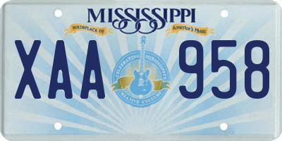 MS license plate XAA958