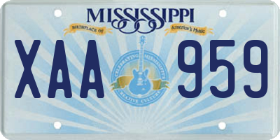MS license plate XAA959