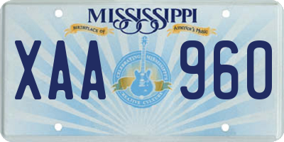 MS license plate XAA960