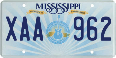 MS license plate XAA962