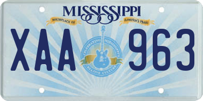 MS license plate XAA963