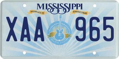 MS license plate XAA965