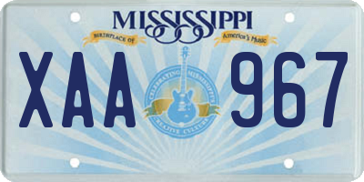 MS license plate XAA967