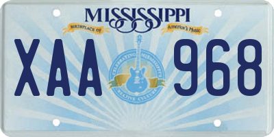 MS license plate XAA968