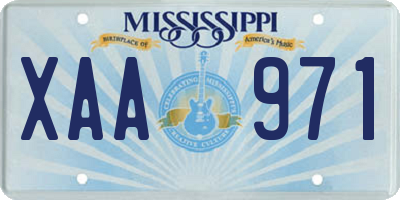 MS license plate XAA971