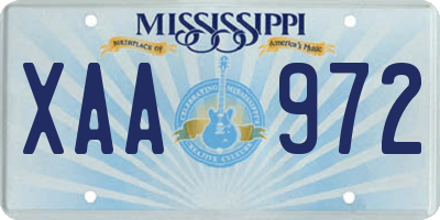 MS license plate XAA972