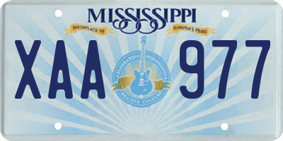 MS license plate XAA977