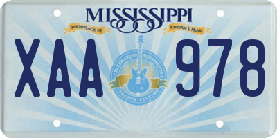 MS license plate XAA978