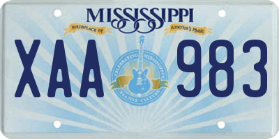 MS license plate XAA983