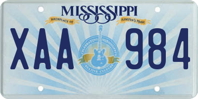 MS license plate XAA984