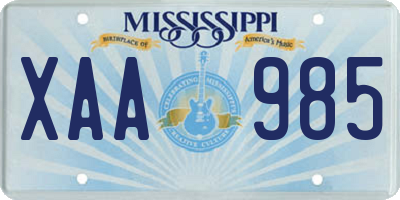 MS license plate XAA985