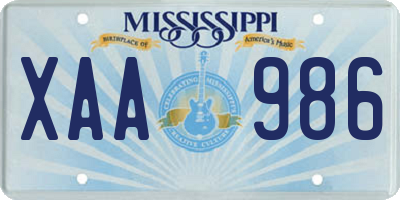 MS license plate XAA986