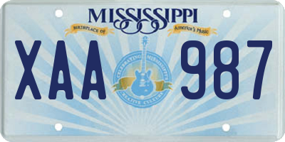 MS license plate XAA987