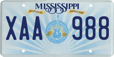 MS license plate XAA988