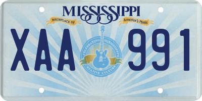 MS license plate XAA991