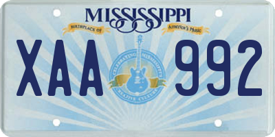 MS license plate XAA992