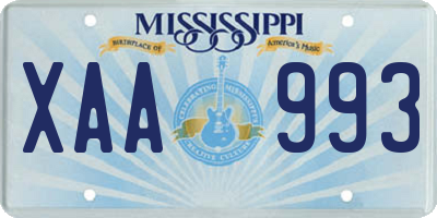 MS license plate XAA993