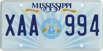 MS license plate XAA994