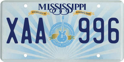 MS license plate XAA996