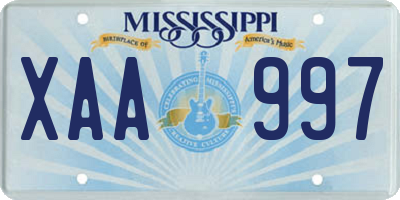 MS license plate XAA997
