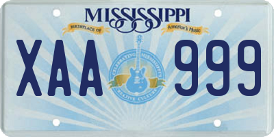 MS license plate XAA999