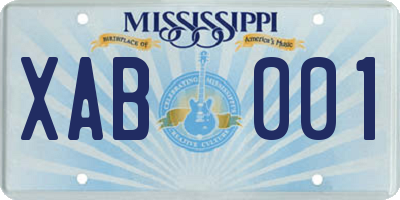 MS license plate XAB001