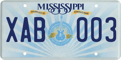 MS license plate XAB003