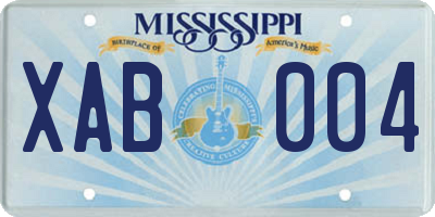 MS license plate XAB004