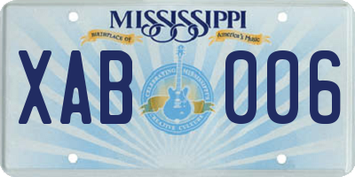 MS license plate XAB006