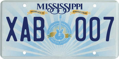 MS license plate XAB007
