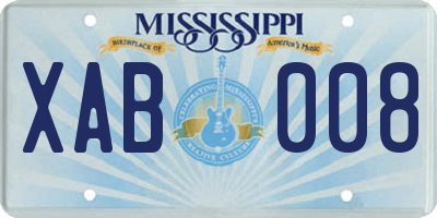 MS license plate XAB008