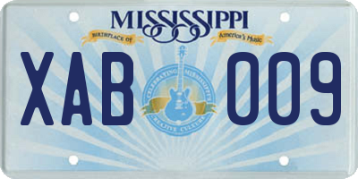 MS license plate XAB009