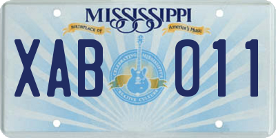 MS license plate XAB011