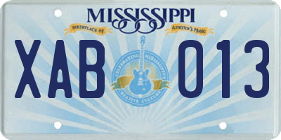 MS license plate XAB013