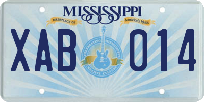 MS license plate XAB014