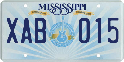 MS license plate XAB015
