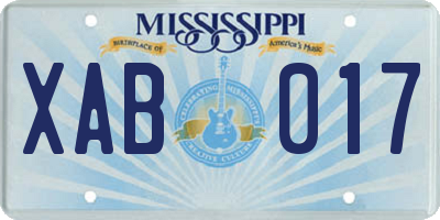 MS license plate XAB017