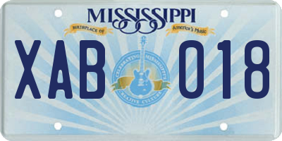 MS license plate XAB018