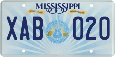 MS license plate XAB020