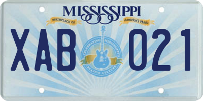MS license plate XAB021