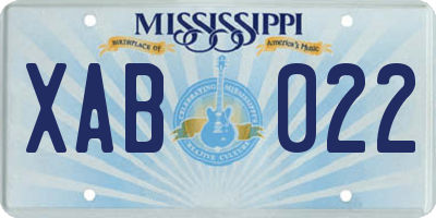 MS license plate XAB022