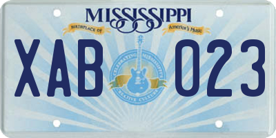MS license plate XAB023