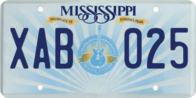 MS license plate XAB025