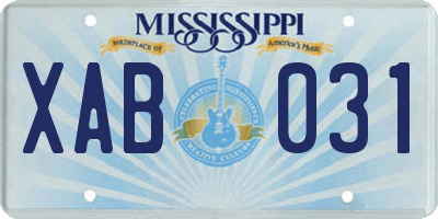 MS license plate XAB031