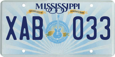 MS license plate XAB033
