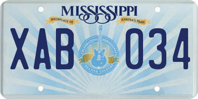 MS license plate XAB034