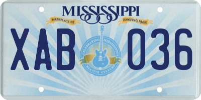 MS license plate XAB036