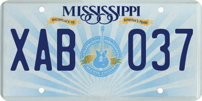 MS license plate XAB037