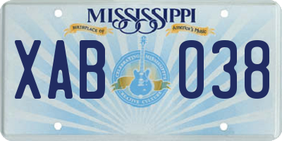 MS license plate XAB038